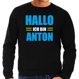 Apres ski trui Hallo ich bin Anton zwart  heren - Wintersport sweater - Foute apres ski outfit/ kleding/ verkleedkleding