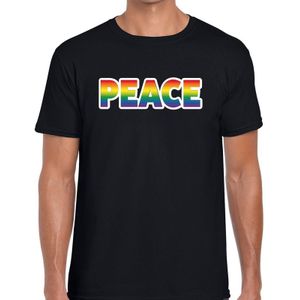 Peace gaypride t-shirt -  regenboog t-shirt zwart voor heren - Gay pride