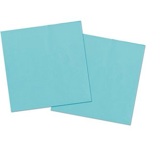 Servetten van papier 33 x 33 cm in het lichtblauw - Uni kleuren thema voor verjaardag of feestje - Inhoud: 80x stuks