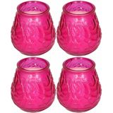 Windlicht geurkaars - 4x - roze glas - 48 branduren - citrusgeur