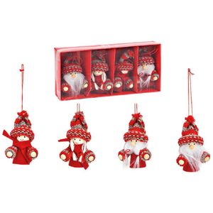12x stuks kunststof kersthangers kerstpoppetjes/kerstmannetjes 8 cm kerstornamenten - Kerstversiering ornamenten