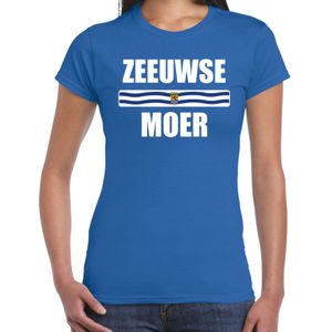 Zeeuwse moer met vlag Zeeland t-shirt blauw dames - Zeeuws dialect moederdag cadeau shirt