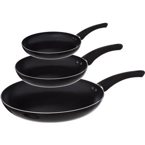 Secret de Gourmet - Koekenpannen set 3x - Alle kookplaten/warmtebronnen - Zwart - Dia 20/24/28 cm