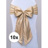 10x Bruiloft stoel decoratie gouden strik