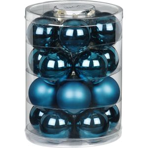 40x stuks glazen kerstballen diep blauw 6 cm glans en mat - Kerstboomversiering/kerstversiering