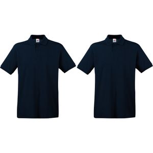 2-Pack maat L donkerblauw polo shirt premium van katoen voor heren - Polo t-shirts voor heren