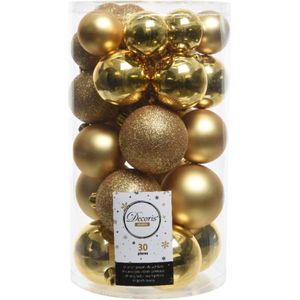 Decoris kerstballen - 30x st - goud - 4, 5 en 6 cm - kunststof - kerstversiering