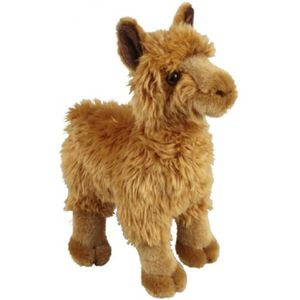 Pluche Bruine Alpaca/Lama Knuffel 28 cm - Alpacas/Lamas Boerderijdieren Knuffels