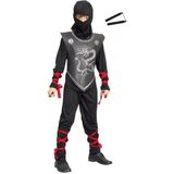 Ninja verkleedpak maat S met vechtstokken voor kinderen