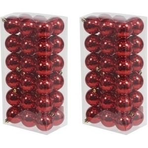72x Rode kunststof kerstballen 6 cm - Glans - Onbreekbare plastic kerstballen - Kerstboomversiering Rood