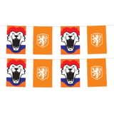 5x stuks oranje KNVB vlaggenlijnen 3 meter - Nederland oranje supporters versiering