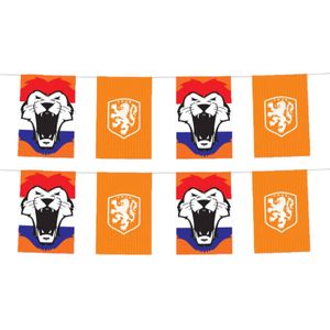 5x stuks oranje KNVB vlaggenlijnen 3 meter - Nederland oranje supporters versiering