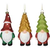 Kersthangers gnome/dwerg/kabouter- set 6x st- 12,5cm -kunststof -kerstornamenten