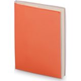 Pakket van 12x stuks notitieblokje oranje met zachte kaft en plastic hoes 10 x 13 cm - 100x blanco paginas - opschrijfboekjes