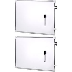 2x stuks magnetische whiteboards met marker met wisser 80 x 60 cm - Kantoorbenodigdheden - Schoolborden