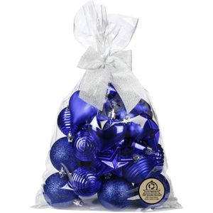 Inge Christmas kerstballen/ornamenten 30x- kunststof -kobalt blauw