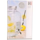 Haushalt 13084 Drankdispenser - met kraantje - glas - 4 liter