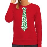 Bellatio Decorations stropdas Kersttrui/kerst sweater mistletoe - rood - dames