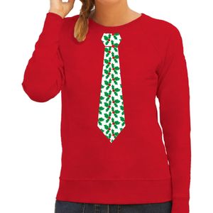 Bellatio Decorations stropdas Kersttrui/kerst sweater mistletoe - rood - dames