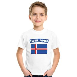 IJsland t-shirt met IJslandse vlag wit kinderen