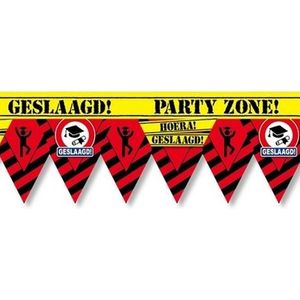 Geslaagd party tape/markeerlint waarschuwing 12 meter -  Feest afzetlinten/markeerlinten feestartikelen