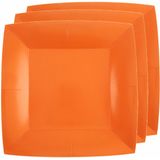 Santex Koningsdag/oranje ontbijt/gebak bordjes - 30x stuks - papier/karton vierkant - 18cm