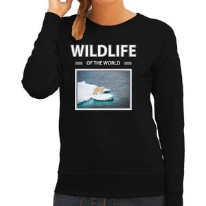 Dieren foto sweater Ijsbeer - zwart - dames - wildlife of the world - cadeau trui Ijsberen liefhebber