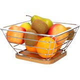 Metalen fruitschaal/fruitmand zilver vierkant 24 x 24 x 12 cm - Fruitschalen/fruitmanden