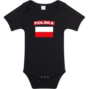 Polska baby rompertje met vlag zwart jongens en meisjes - Kraamcadeau - Babykleding - Polen landen romper
