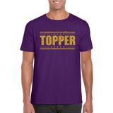 Paars Topper shirt in gouden glitter letters heren - Toppers dresscode kleding