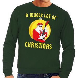 Foute kersttrui / sweater A Whole Lot of Christmas voor heren - groen - Kerstman Angus met gitaar