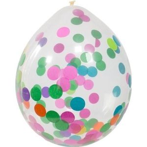 12x Transparante ballonnen gekleurde confetti 30 cm - verjaardag ballonnen versieringen