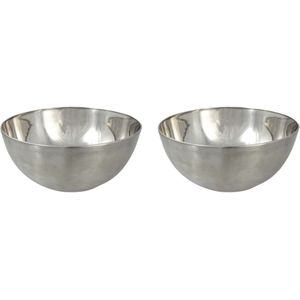 Svenska Living - 2x - Kommetjes/schaaltjes - mat zilver - RVS - D19 x 9.5 cm - serveerschalen