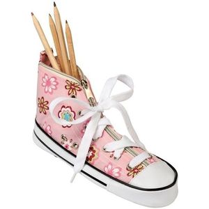 Pennen/potloden etui sneaker roze 24,5 cm - Schoolspullen - Hobby en kantoor pennen bewaren/opbergen