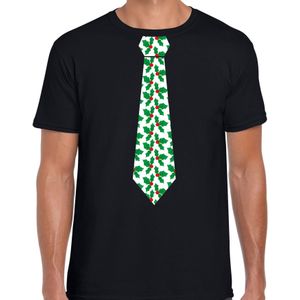 Bellatio Decorations stropdas Kerst t-shirt mistletoe - shirt - heren - zwart