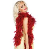Boland Carnaval verkleed boa met veren - 2x - bordeaux rood - 180 cm - 50 gram - Glitter and Glamour - verkleed accessoires