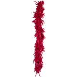 Boland Carnaval verkleed boa met veren - 2x - bordeaux rood - 180 cm - 50 gram - Glitter and Glamour - verkleed accessoires