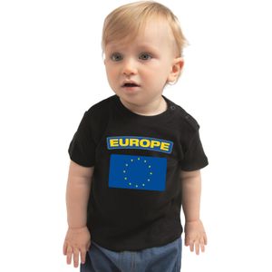 Europe baby shirt met vlag zwart jongens en meisjes - Kraamcadeau - Babykleding - Europa landen t-shirt