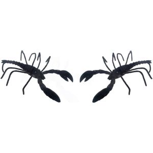 Set van 2x stuks zwarte horror decoratie kreeft 25 cm - Halloween tafeldecoratie kreeften - Enge dieren en insecten