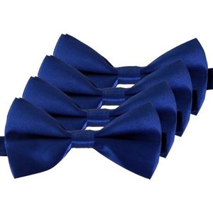 4x Blauwe verkleed vlinderstrikjes 12 cm voor dames/heren - Blauw thema verkleedaccessoires/feestartikelen - Vlinderstrikken/vlinderdassen met elastieken sluiting