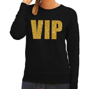 VIP tekst sweater / trui met gouden glitter letters voor dames - Zwart