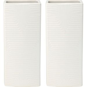 Waterverdamper radiator - 2x - ivoor wit - met relief - kunststeen - 18 cm - luchtbevochtiger