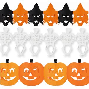 Halloween/horror versiering set van 3x soorten thema feestslingers van 3 meter papier