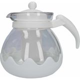 Witte theepot van glas met thee filter/infuser 1,25 liter - Theepotten/theekannen