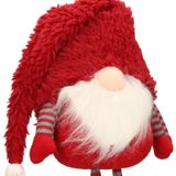 Decoratie gnome/kabouter pop - H55 cm - rood - lange benen - kerstman pop