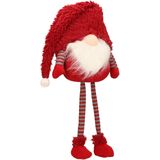 Decoratie gnome/kabouter pop - H55 cm - rood - lange benen - kerstman pop
