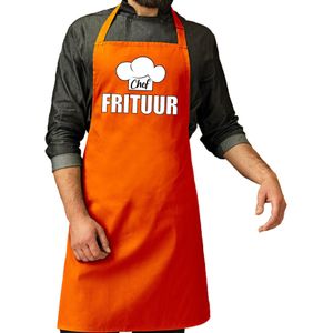 Chef frituur schort / keukenschort oranje heren - Koningsdag/ Nederland/ EK/ WK