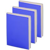 Pakket van 12x stuks notitieblokje blauw met zachte kaft en plastic hoes 10 x 13 cm - 100x blanco paginas - opschrijfboekjes