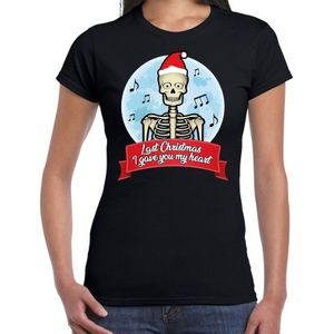 Fout kerstshirt / t-shirt zwart Last Christmas I gave you my heart voor dames - kerstkleding / christmas outfit