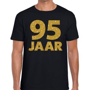 95 jaar goud glitter verjaardag t-shirt zwart heren - verjaardag shirts